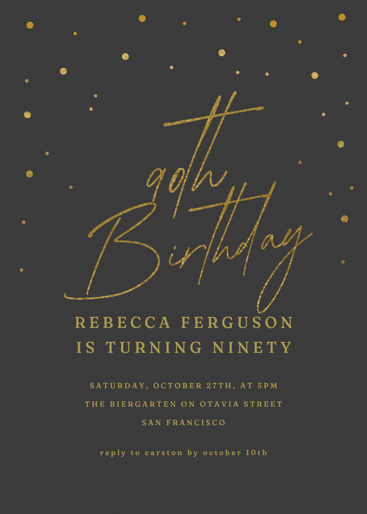 90th golden flakes - birthday invitation