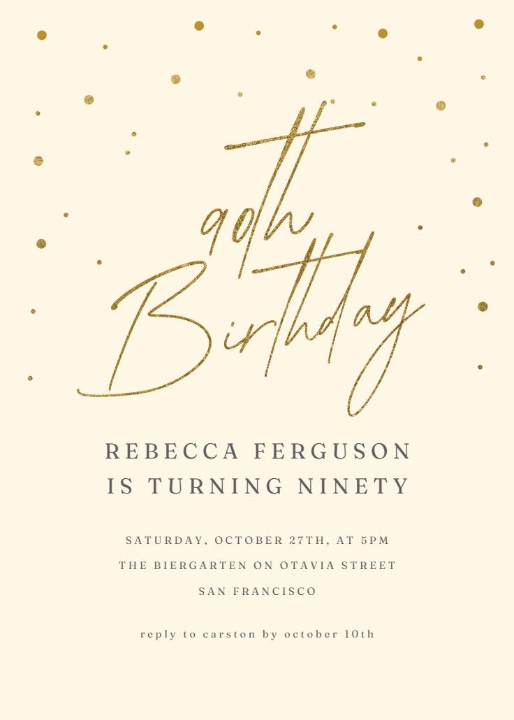 90th golden flakes - birthday invitation