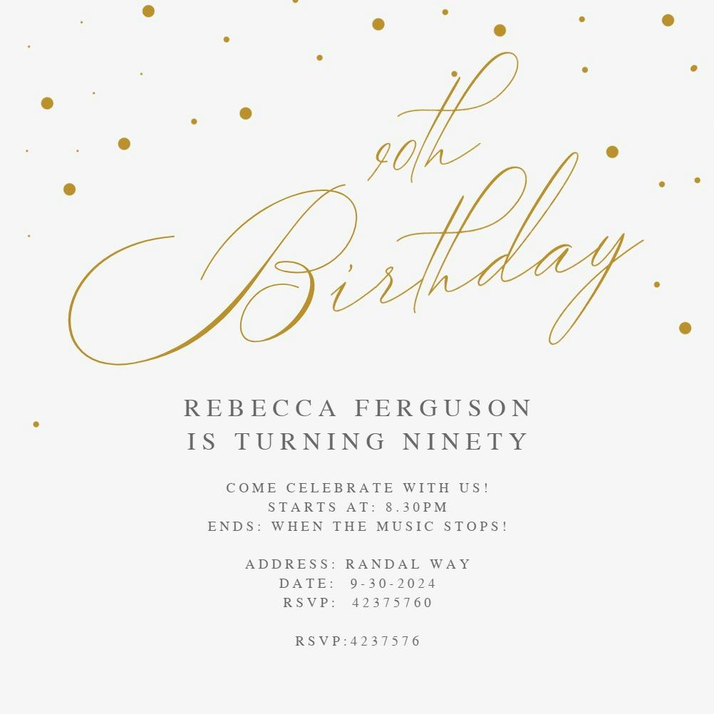 90th golden flakes - birthday invitation