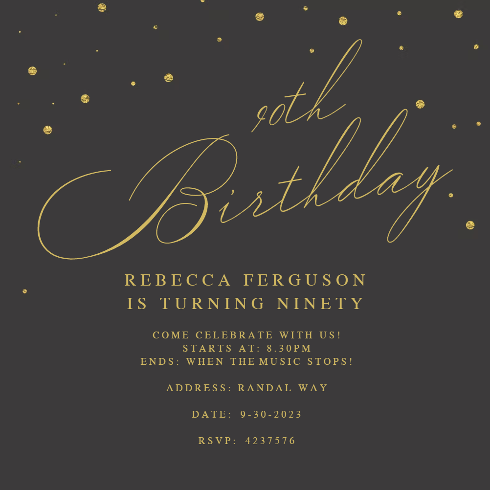 90th Birthday Invitation Templates (Free) | Greetings Island