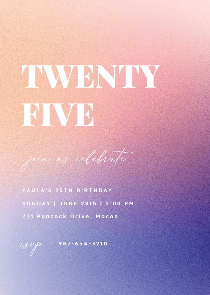 Aesthetic gradient art - birthday invitation