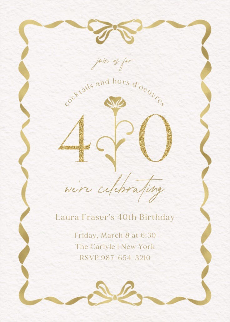 Art deco detail 40 - birthday invitation