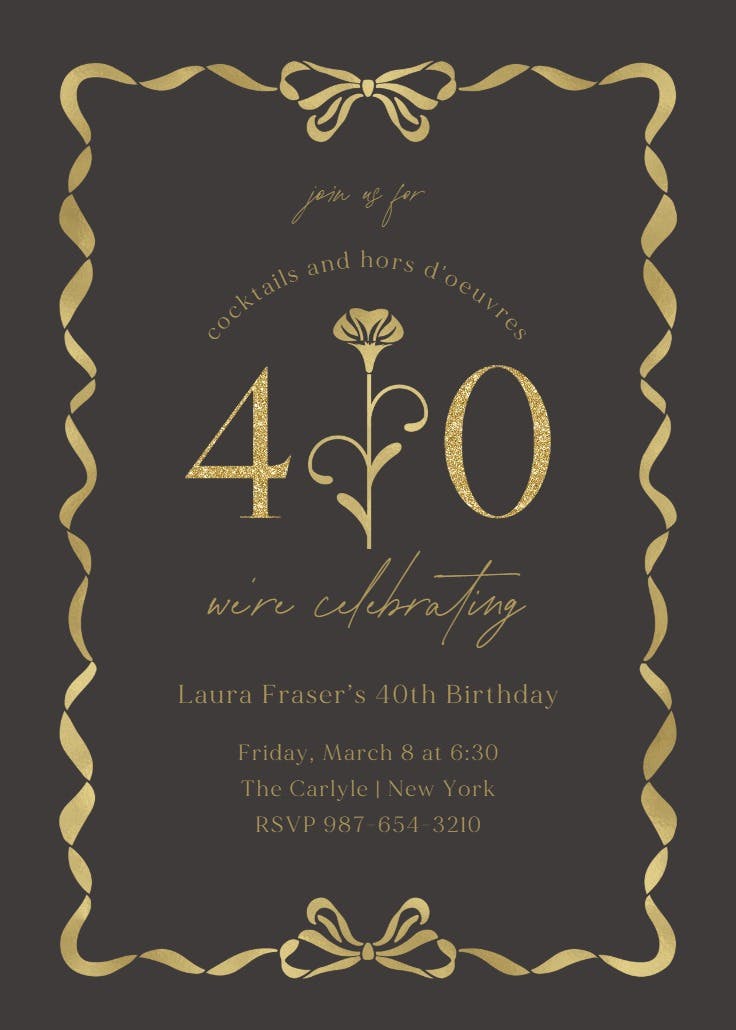 Art deco detail 40 - birthday invitation