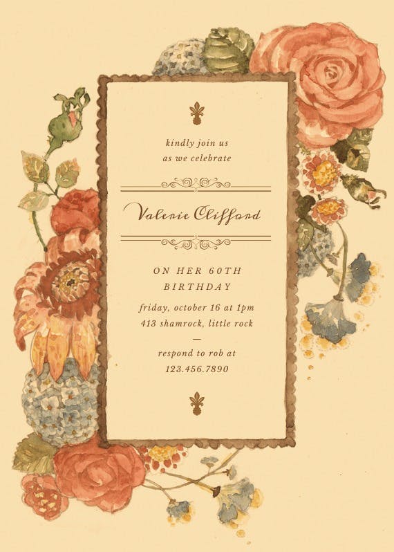 Background bouquet - birthday invitation