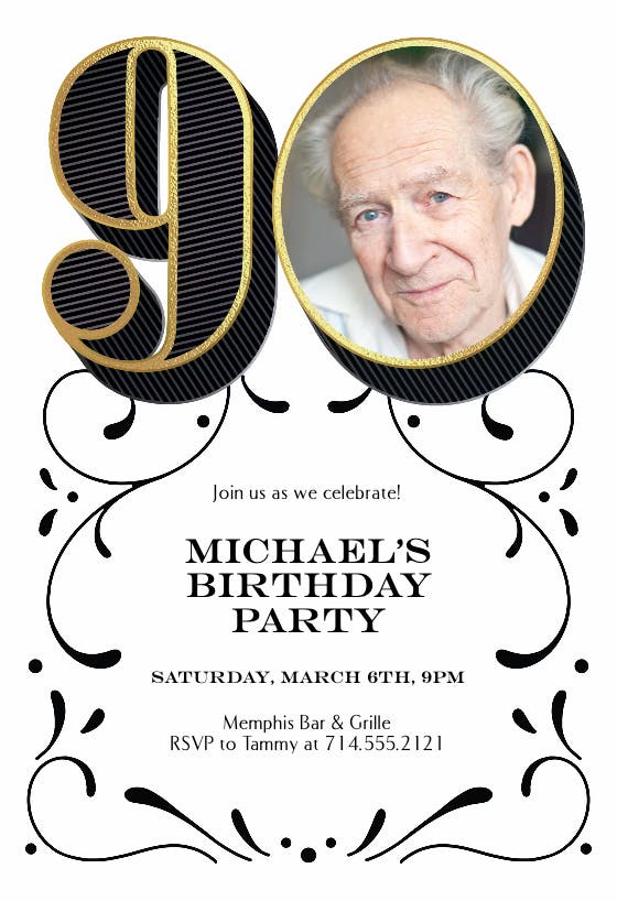 Big 90 -  invitación de cumpleaños