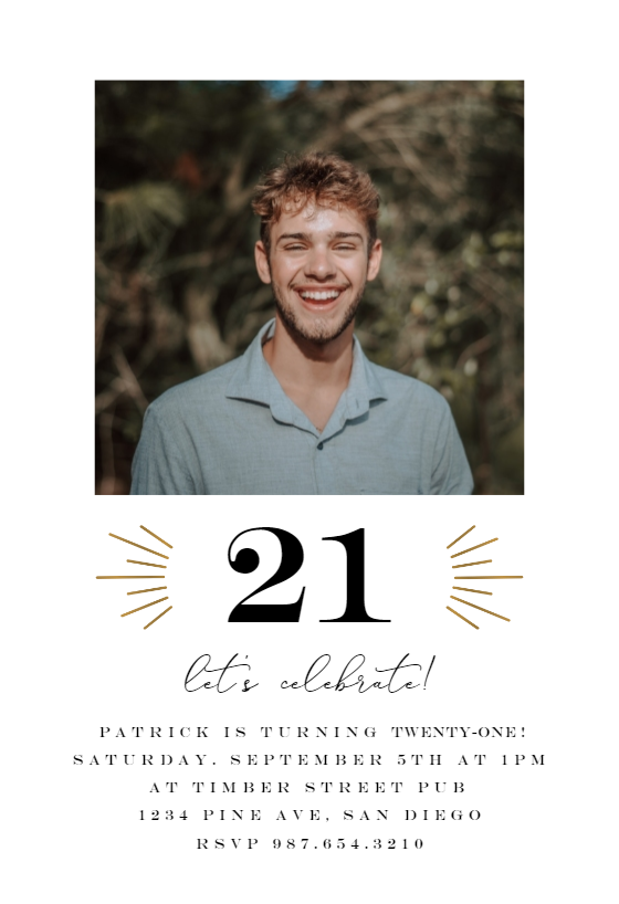 21st birthday invitations for him