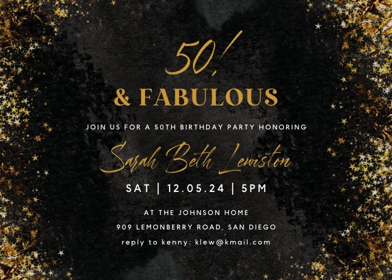 50th Birthday Invitation Rose Gold Birthday Invitation 50th Birthday for  Her Confetti Invitation 