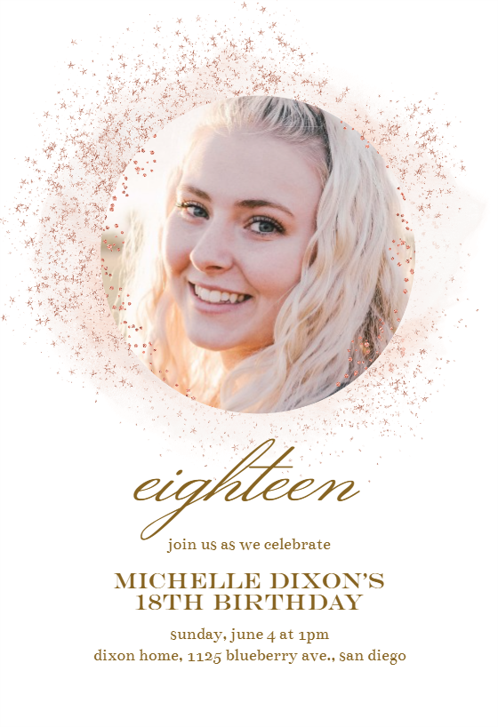 Blush gold sparkles Birthday Invitation Template Greetings Island