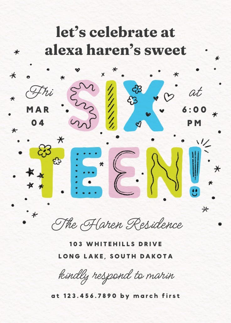 Bold & beautiful - sweet 16 invitation