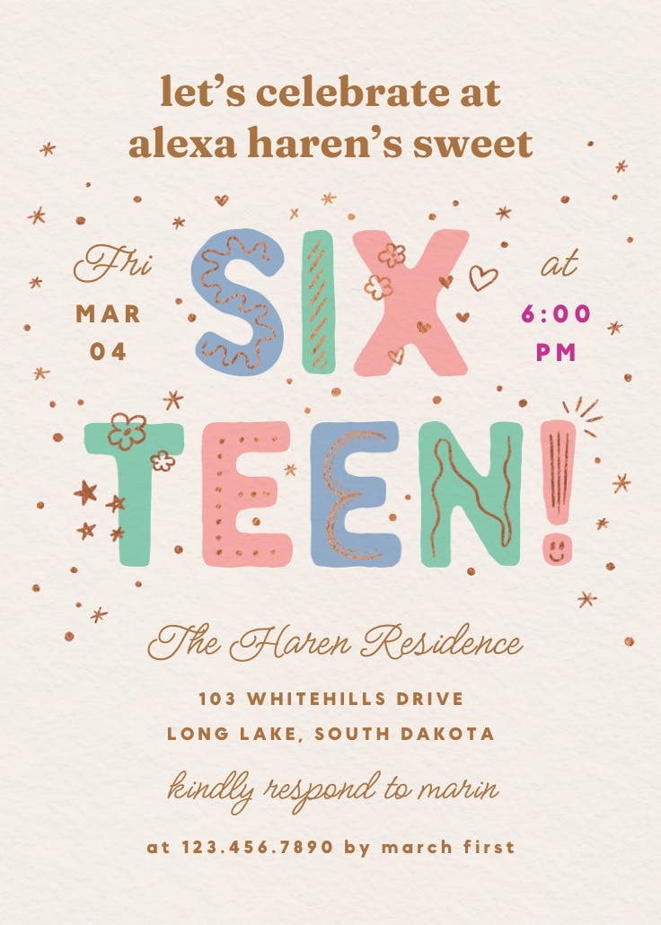 Bold & beautiful - sweet 16 invitation