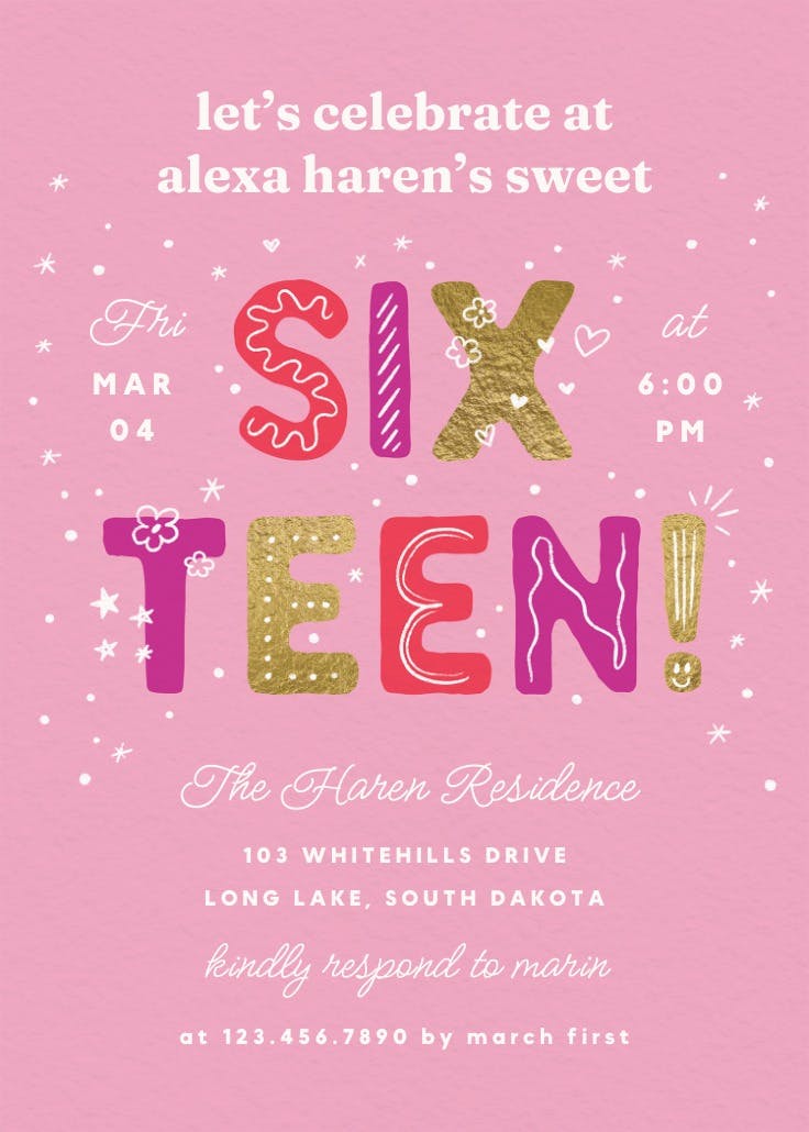 Bold & beautiful - sweet 16 invitation