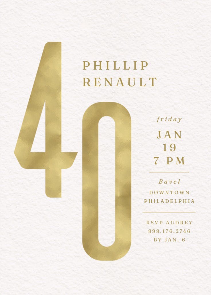 Bold contrast 40 - birthday invitation