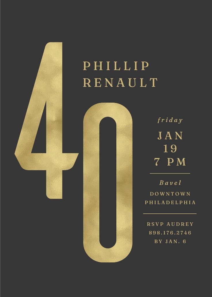 Bold contrast 40 - birthday invitation