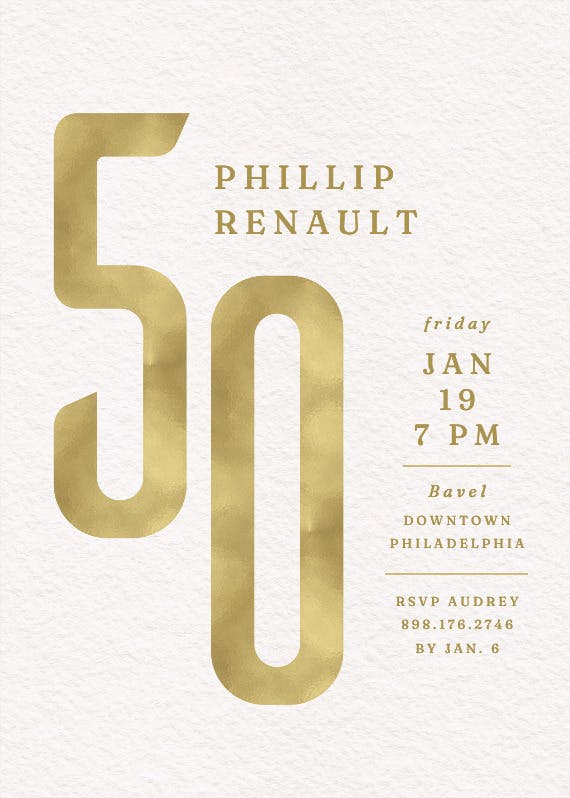 Bold contrast 50 - birthday invitation