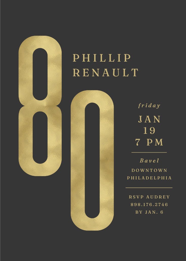 Bold contrast 80 - birthday invitation