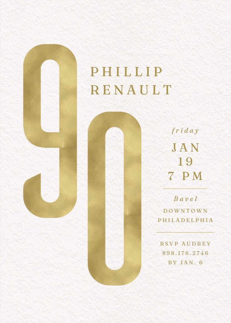 Bold contrast 90 - birthday invitation