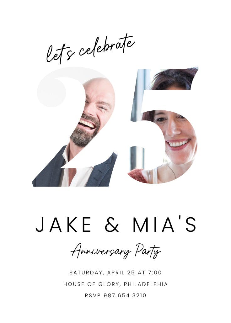 Bold numerals 25 - anniversary invitation