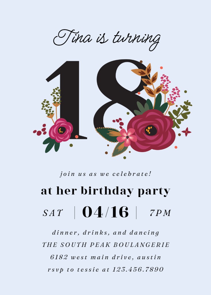 Botanical milestone - Birthday Invitation Template (Free) | Greetings ...