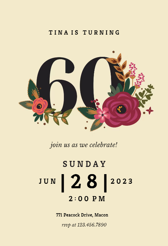 Free Printable 60th Birthday Invitations