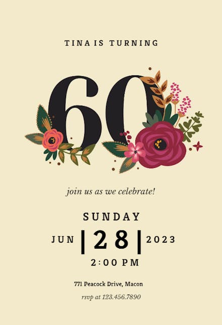 60th Birthday Invitation Templates (Free) | Greetings Island