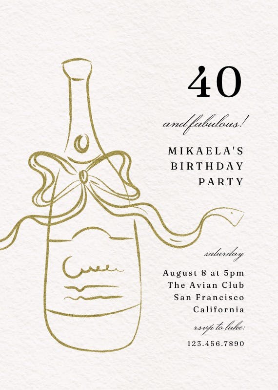 Bottle sketch - party invitation