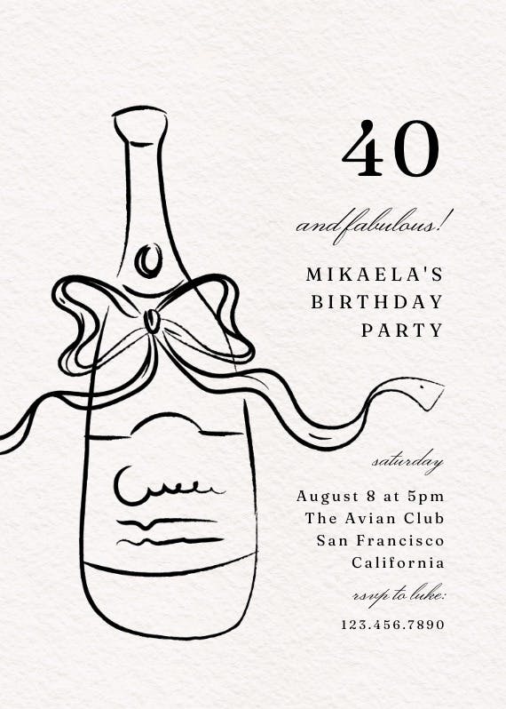 Bottle sketch - party invitation