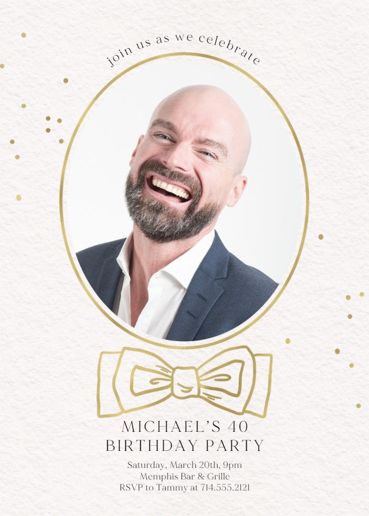 Bow tie 40 - birthday invitation