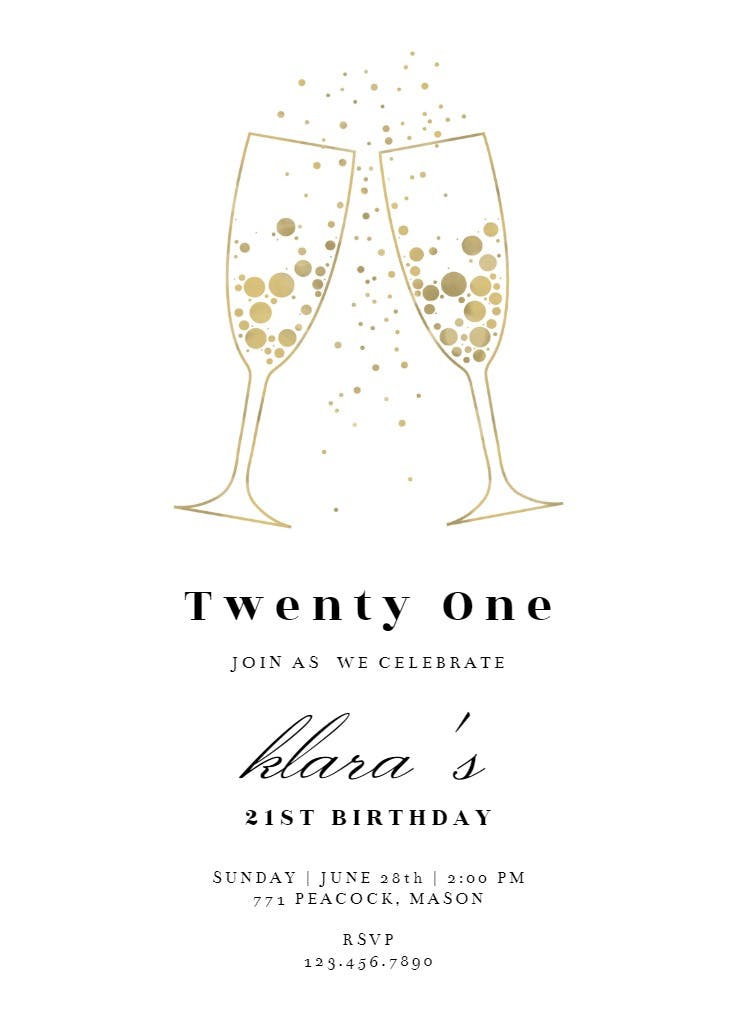 Bubbly glasses - birthday invitation