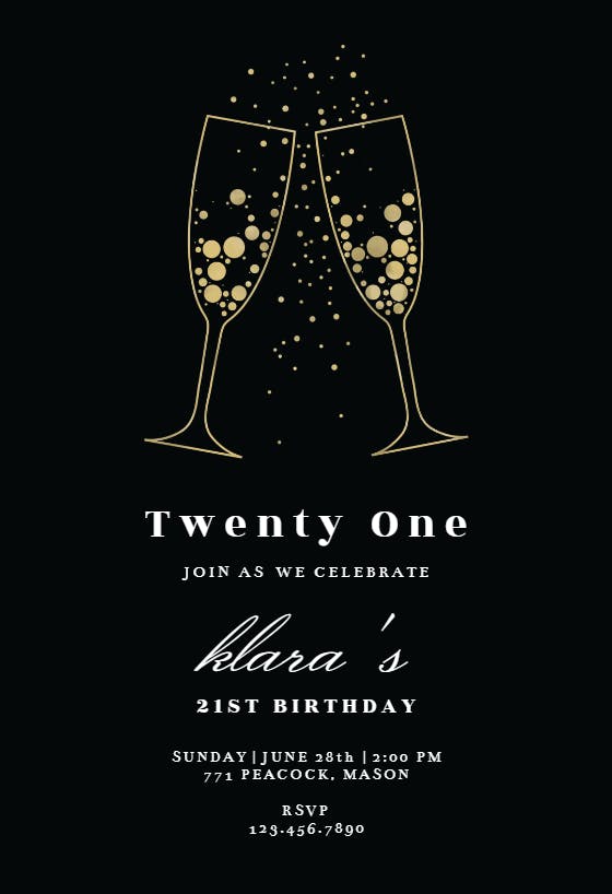 Bubbly glasses - birthday invitation