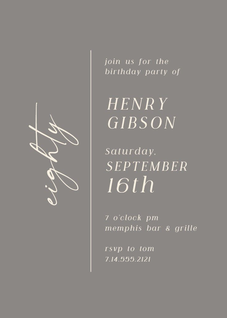 Charming eighty - birthday invitation