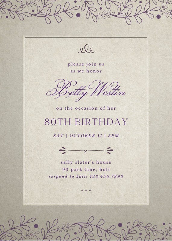 Charming simplicity - birthday invitation