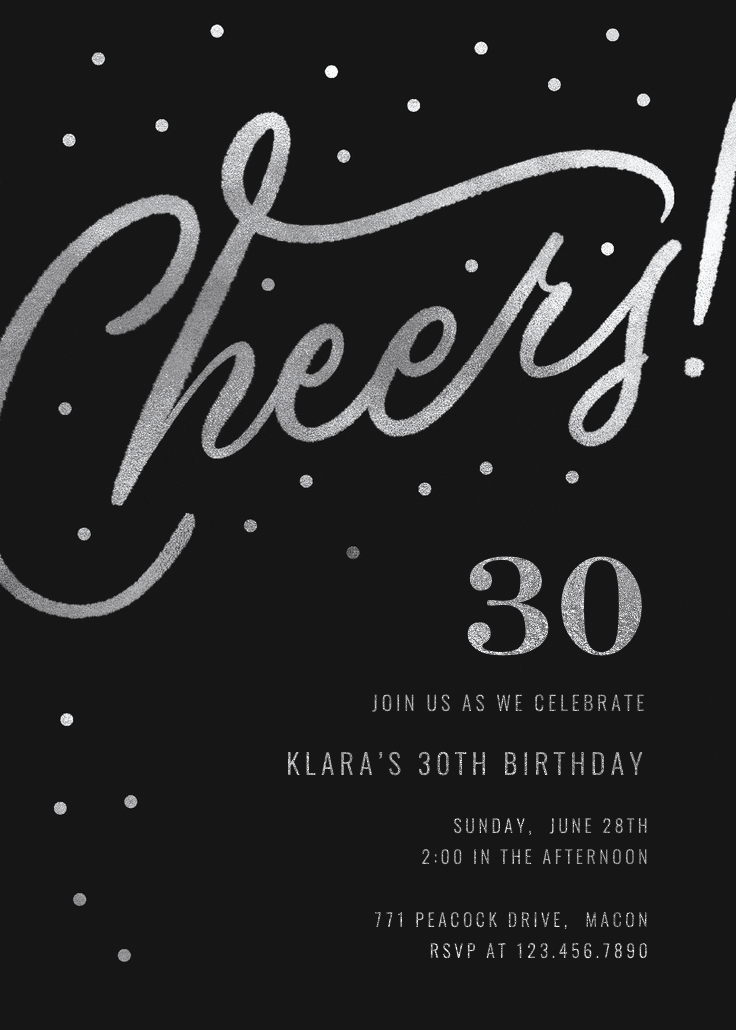 Cheers 30th birthday party - birthday invitation