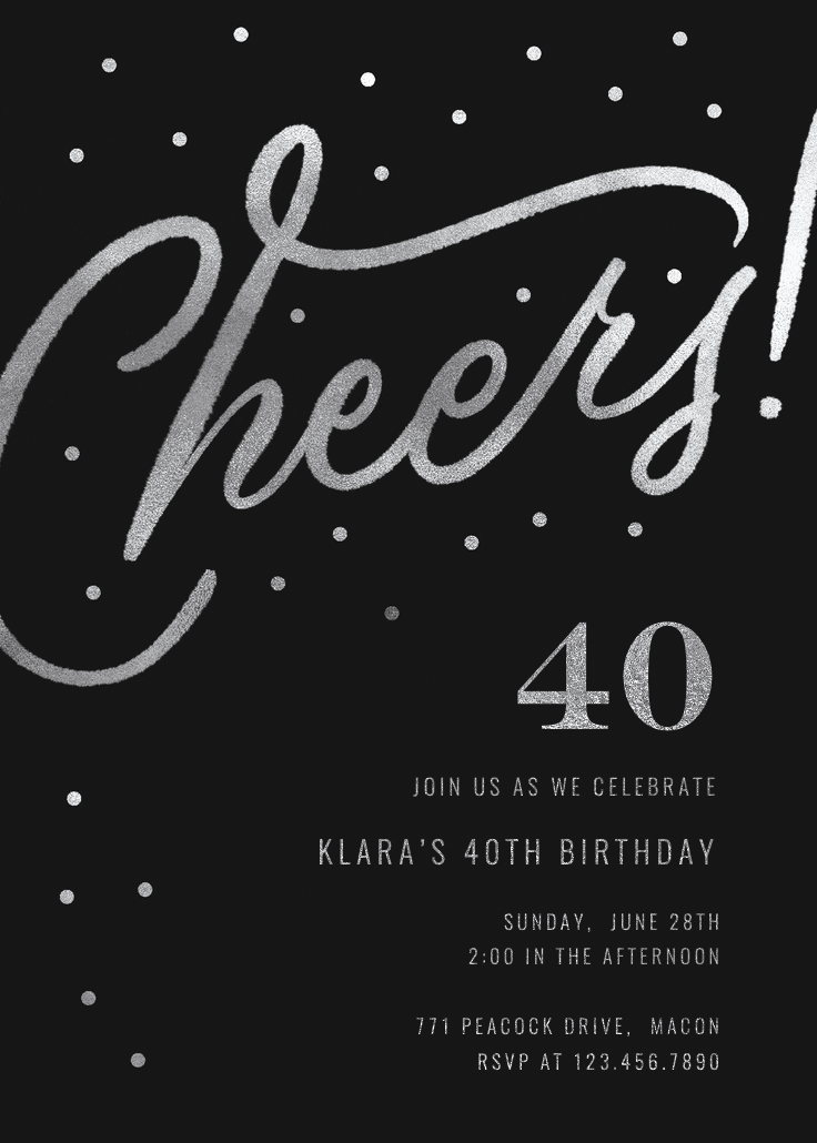 Cheers 40th birthday party - birthday invitation