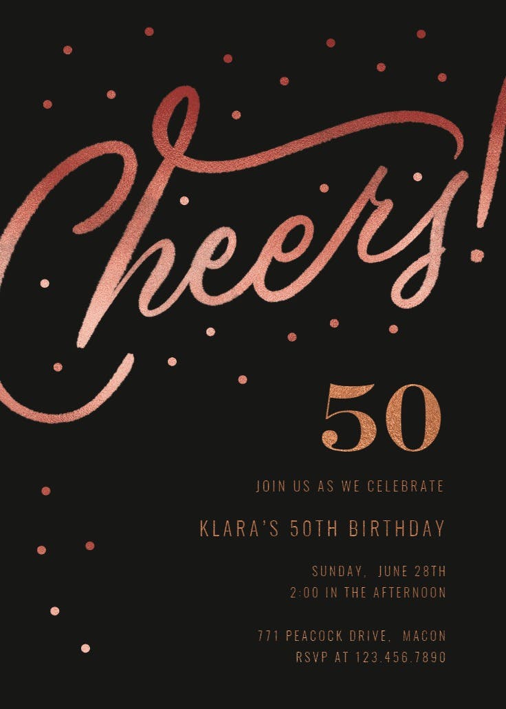 Cheers 50th birthday party - birthday invitation