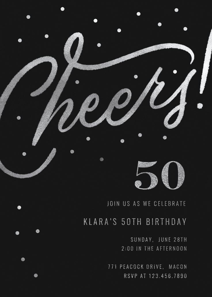Cheers 50th birthday party - birthday invitation