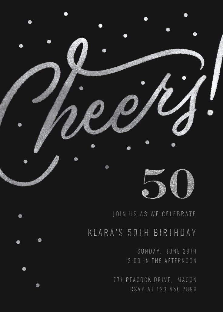 Cheers 50th birthday party - birthday invitation