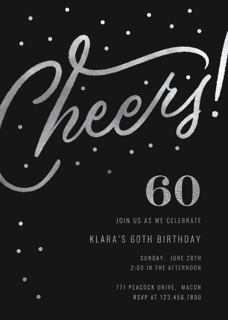 Cheers 60th birthday party - birthday invitation