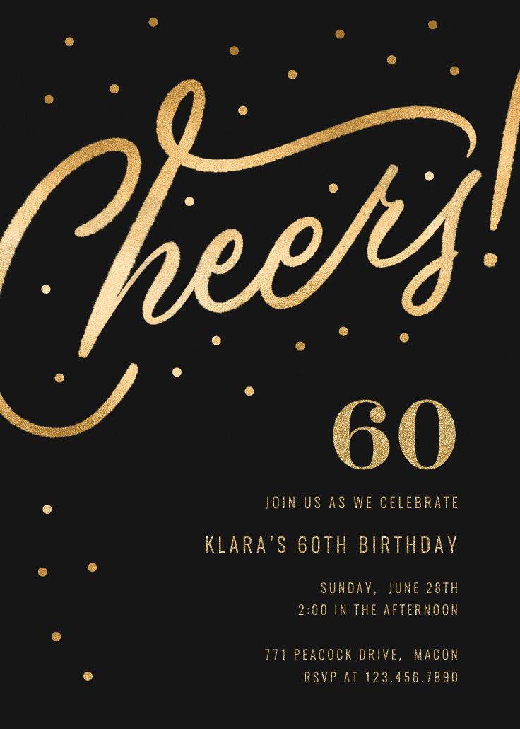 Cheers 60th birthday party - birthday invitation