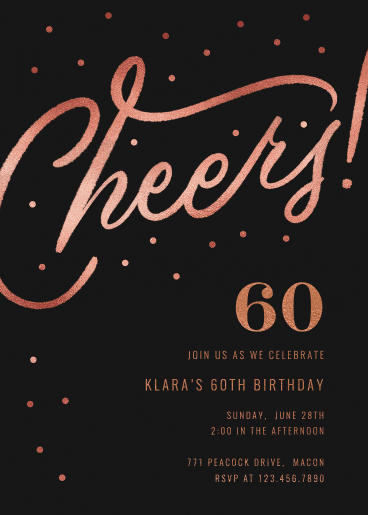Cheers 60th birthday party - birthday invitation