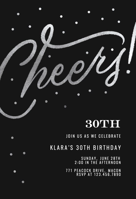 Cheers 30th birthday party - birthday invitation