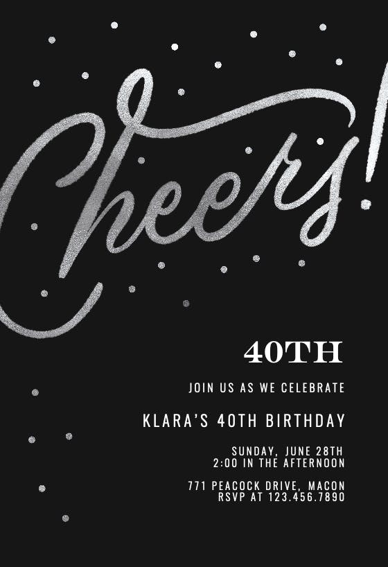 Cheers 40th birthday party -  invitación de cumpleaños
