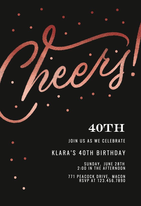 Cheers 40th birthday party -  invitación de cumpleaños