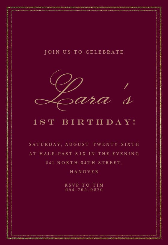 Classy 1 - birthday invitation