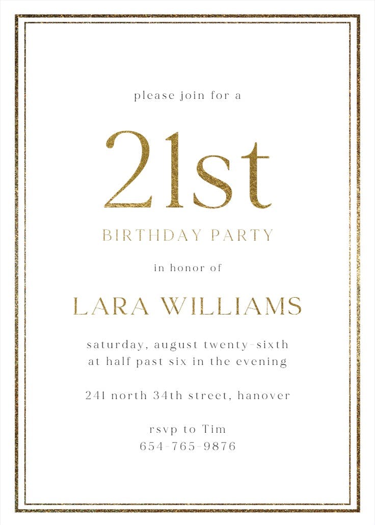 Classy 21 - birthday invitation