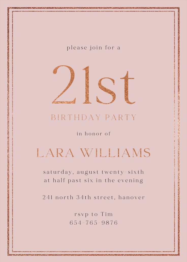 Classy 21 - birthday invitation