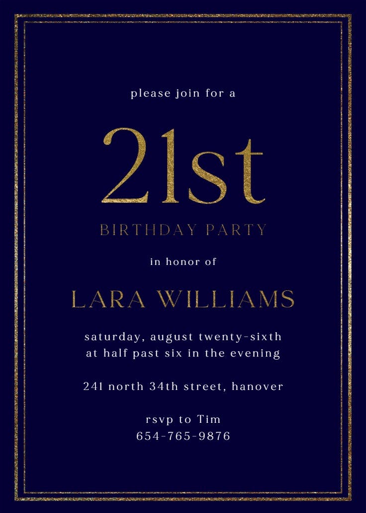 Classy 21 - birthday invitation