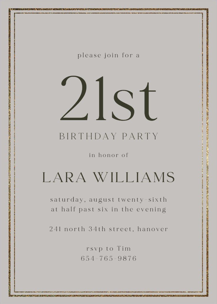 Classy 21 - birthday invitation