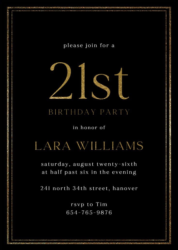 Classy 21 - birthday invitation