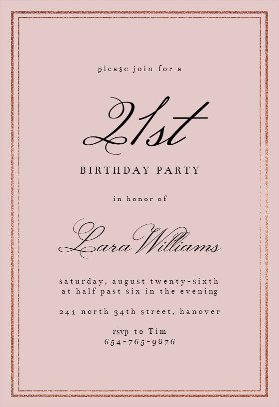 Classy 21 - birthday invitation