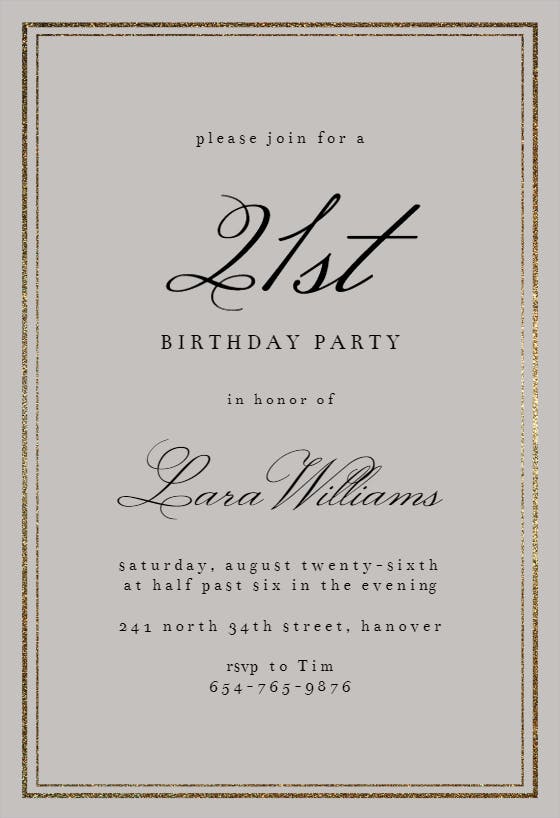 Classy 21 -  invitación de cumpleaños
